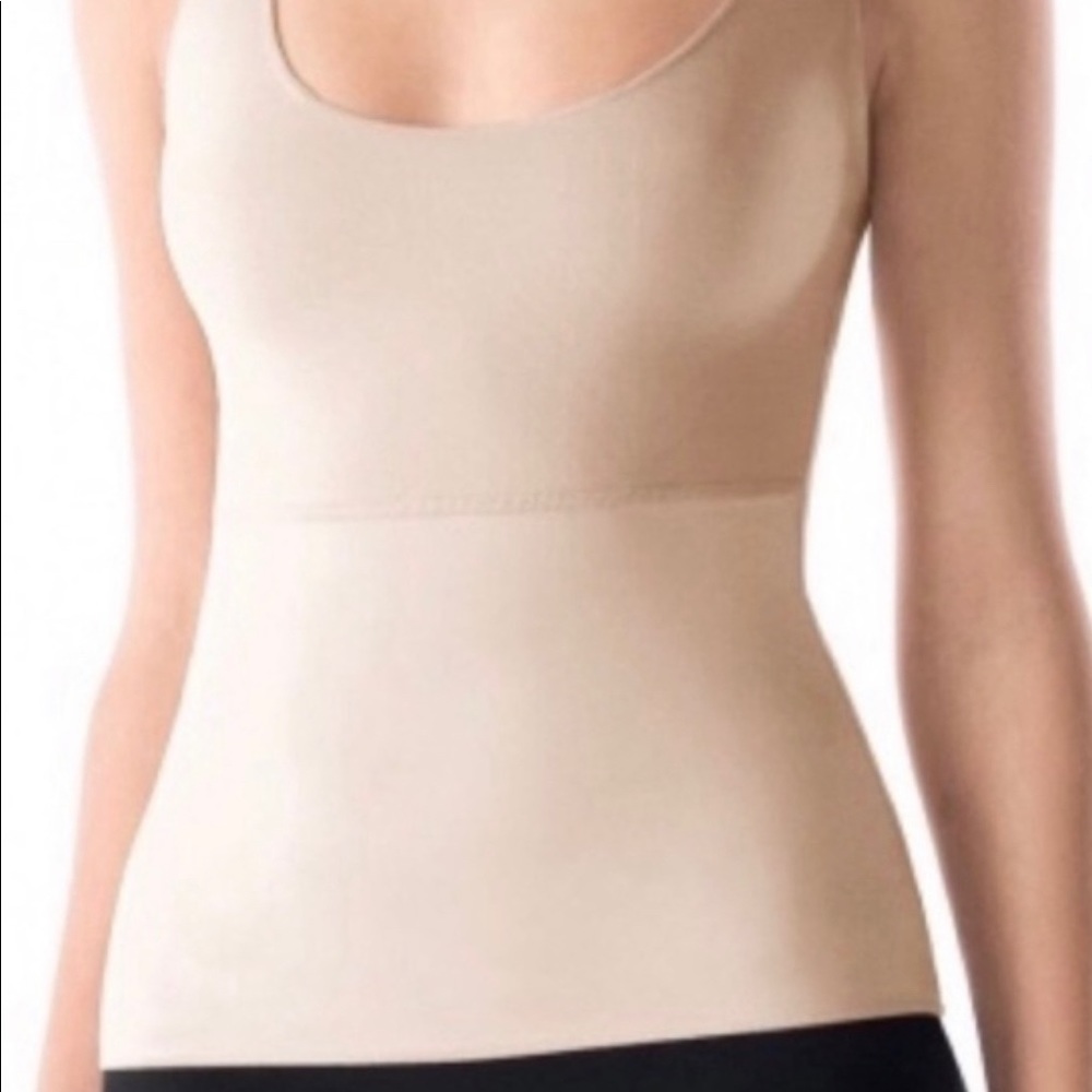 SPANX BY SARA BLAKELY Scoop Neck Sleeveless Tank Color Beige  Size Small